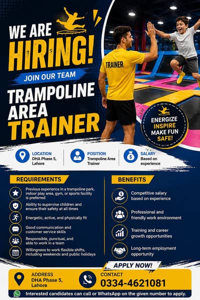 Trainer for trampoline who can engage kids