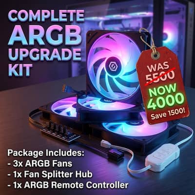 ARGB Fan Bundles With Splitter & Remote Controller For ARGB Fans