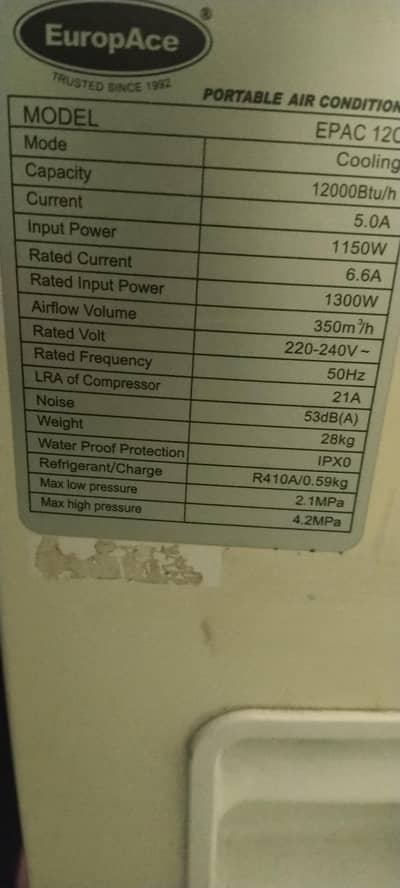 EuroPace 1 Ton Portable AC