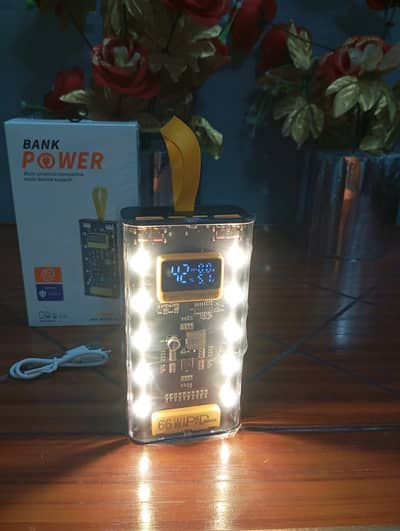 Digital Display Power Bank 20,000 mAh With Lights