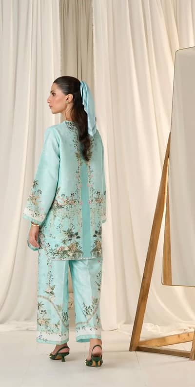 Royal Azure Kaftan Co-Ord Set (2 Piece – Stitched)