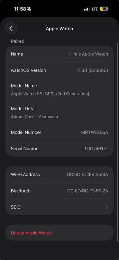 Apple watch SE(GPS) 2nd generation 44mm case - aluminium