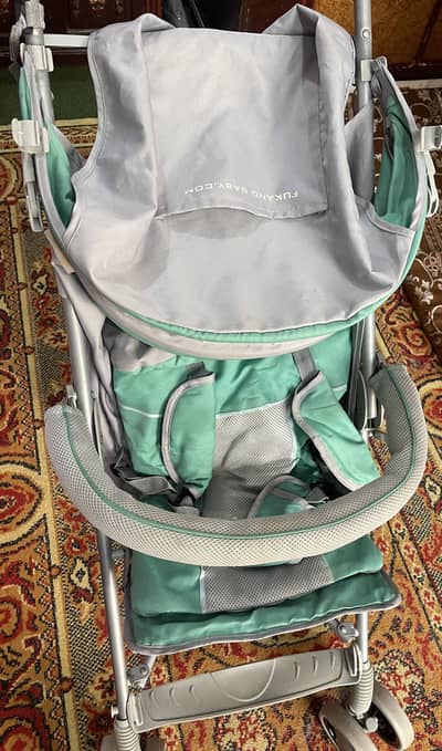 Premium Lightweight Baby Stroller Mint Green & Grey with Carrying Bag