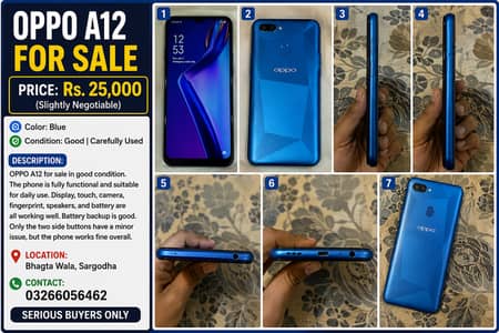 OPPO A12 Blue | Good Condition | 25,000