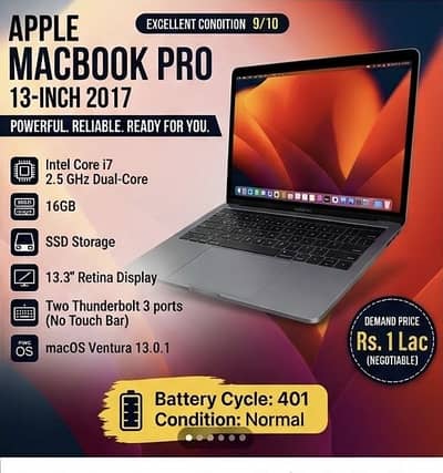 Apple MacBook Pro 13-inch (2017) | Core i7 | 16GB RAM | Fast SSD