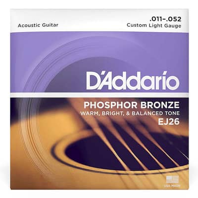 D'Addario EJ26 Acoustic Guitar Strings - Custom Light (. 011-. 052)