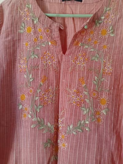 limelight 3 piece suit - embroidered shirt with Capri and dupatta