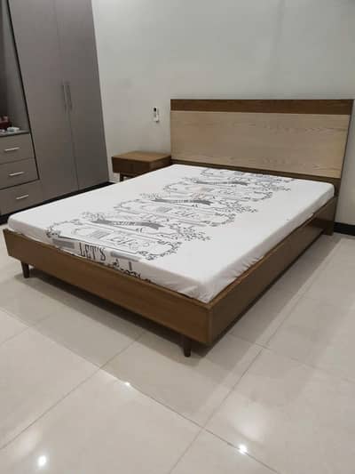 habbit style bed with a side table and mattress  excellent condition