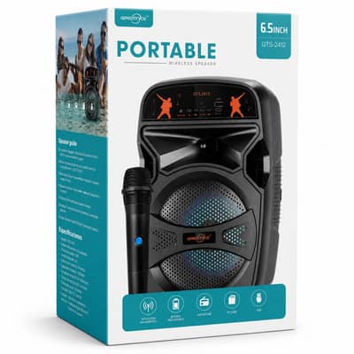 GTS2412 Bluetooth Speaker with Mic 6.5 inch Wireless Bass Speaker