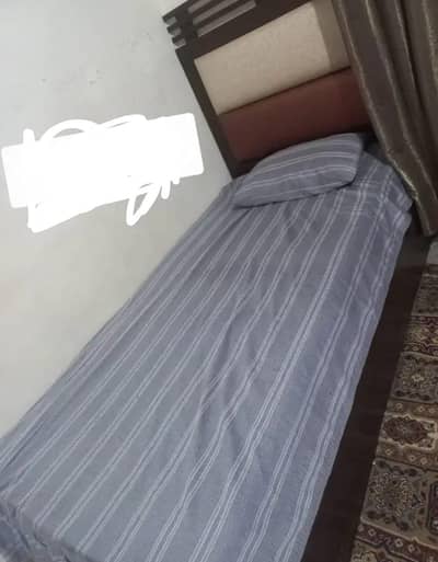 wooden single Bed with mattress