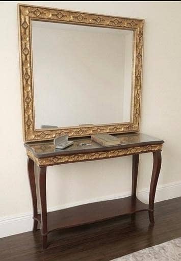 Royal Antique Console Table & Large Gold Gilt Mirror Set