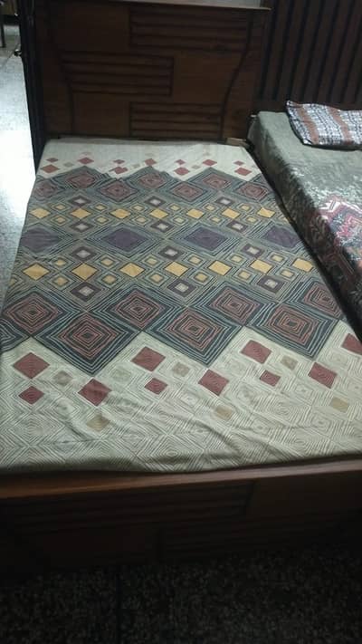 BED SET WITH SPRING MATTRESS & TWO SINGLE BEDS WITH MATTRESS FOR SALE