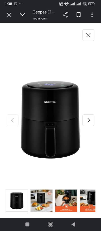 Brand New Geepas 3.5L Digital Air Fryer (GAF37512N) - Box Packed