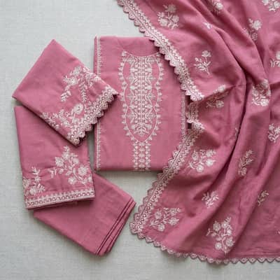 unstitched pink lawn suit