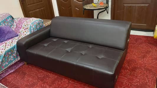 black leather ragzine L sofa good condition