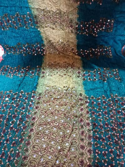 Blue & Gold Embroidered Fancy dupaata