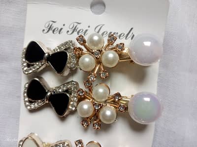 Imported Fancy Pearl Hair Clips Full Set - 8 Pieces 4 Cards - Khipro