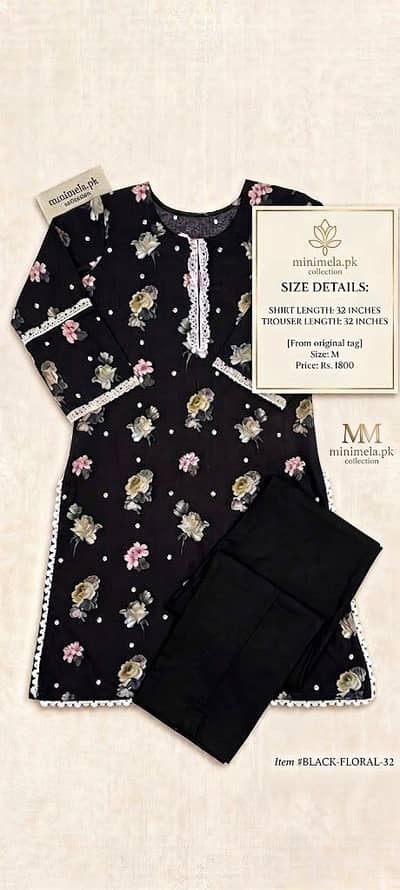 **Elegant Black Floral 2-Piece Suit**