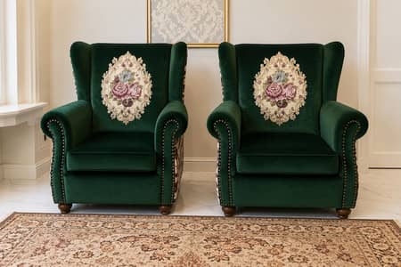 Sofa Chairs Set + Console Table | Luxury Drawing Room Furniture