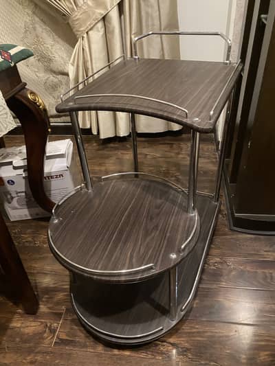 Serving Trolley – Dark Wood & Chrome