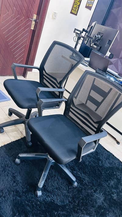 2 office chair with mesh fabric and lumber support