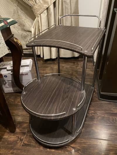 Serving Trolley – Dark Wood & Chrome