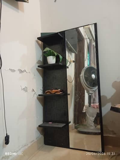 mirror with shelves