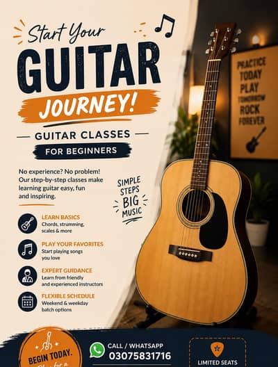 Online or Physical Guitar Classes for Beginners and Intermediates