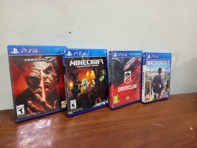 PS4 Minecraft, Tekken 7, watch dogs 2, drive club