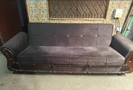 3-in-1 Sofa Cum Bed For Sale- Great Condition. Chocolate Brown velvet