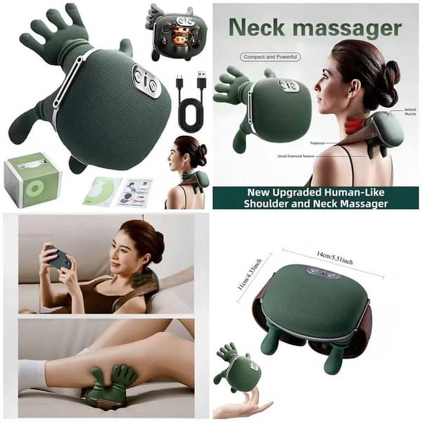*Cordless Sensor Experience Neck & Shoulder Heating Messager Hand Shape Finger Message with USB Charging