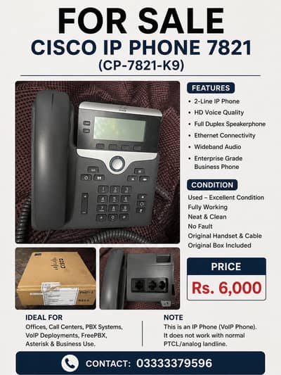 Cisco IP Phone 7821 (CP-7821-K9) for Sale