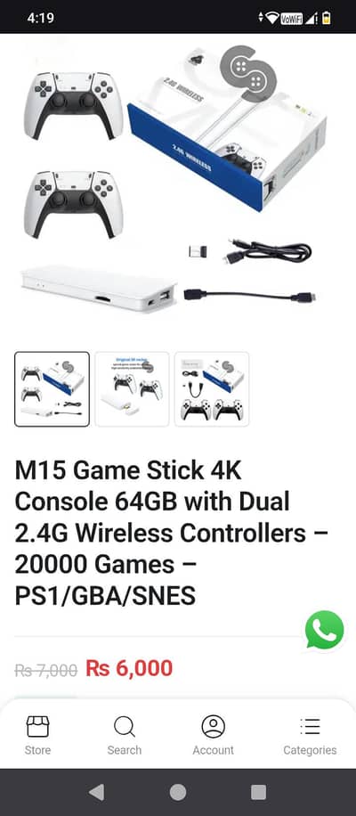 M15 Gaming stick 4K console 64gb with dual control
