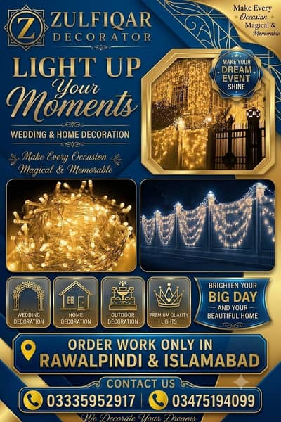 High quality Lighting decorations, electrician, UPS service
