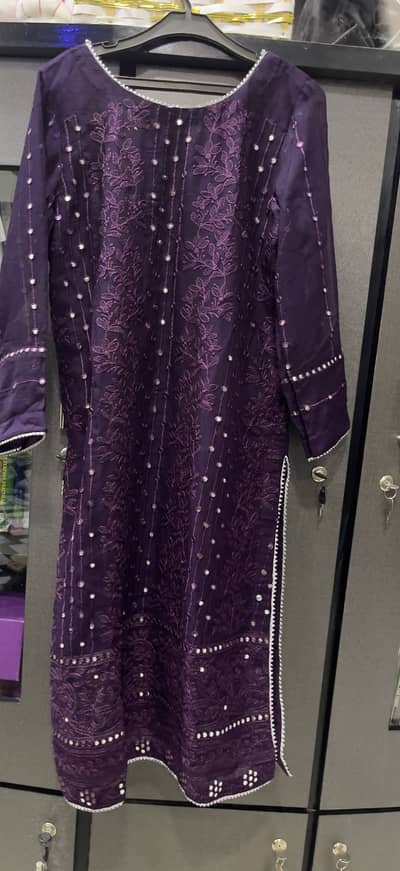 Purple 3 piece chiffon dress