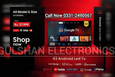 Today Open 43 inches Smart Google Led TV with Warranty