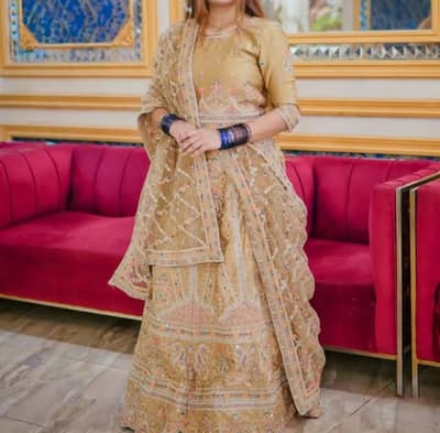  Heavy Embroidered Formal Lehenga Dress – Medium Size – Worn Once
