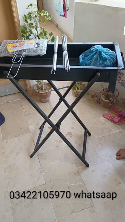 BBQ iron Angeethi 3 fit folding stand boti & kabab seekh12 grill koila