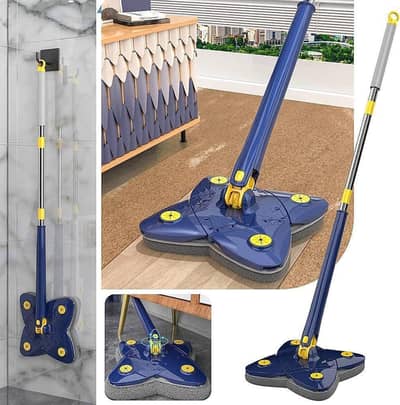 Automatic Kitchen Mop blue yellow plastic with two pads