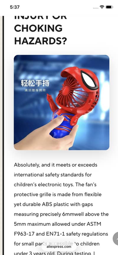 Spiderman Portable Fan Toy