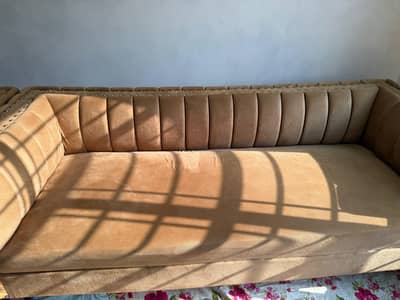 Luxury sofa set with glass tabel & 5 curtain compelet drawing room set