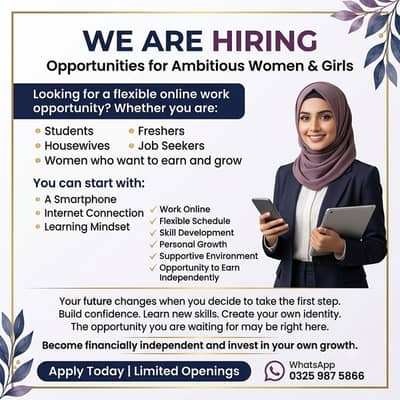 Online Work From Home Opportunity For Female Candidates
