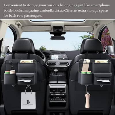 Premium Quality Car Seat Organizer Black Rexine Durable