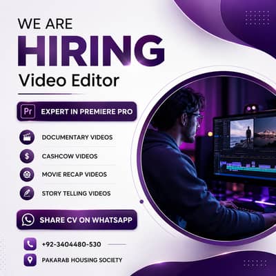 Video Editor Male/Female | Required Video Editor In Office Base