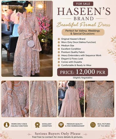Haseen's Wedding Dress (Worn Once) Medium Size.