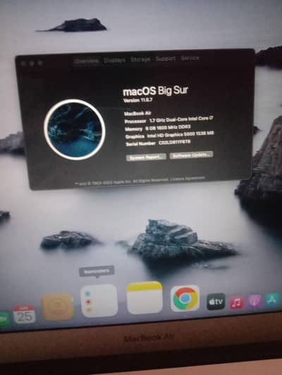 MacBook air Intel core i7 processor Hd graphic 5000 1536mb