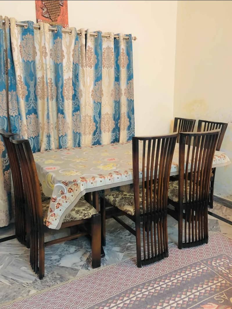 6-Seater Solid Wood Dining Table Set 2