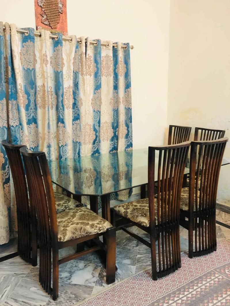 6-Seater Solid Wood Dining Table Set 3