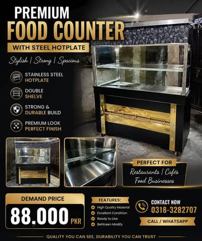 Premium Food Counter with Steel Hotplate – Custom Made | Excellent