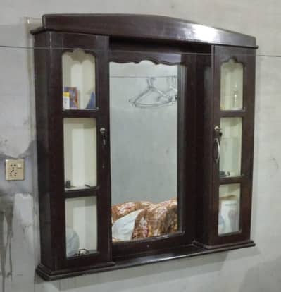 Wooden Wall Console With Mirror